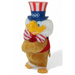 Applause 1984 Olympic Eagle Uncle Sam Plush Figurine With Striped Hat & Bow Tie